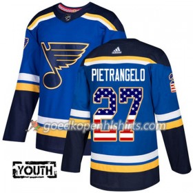 St. Louis Blues Alex Pietrangelo 27 Adidas 2017-2018 Blauw USA Flag Fashion Authentic Shirt - Kinderen